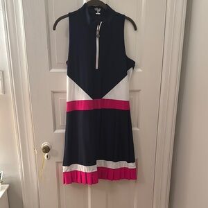 Tzu Tzu Black and White Pleated Mini Dress